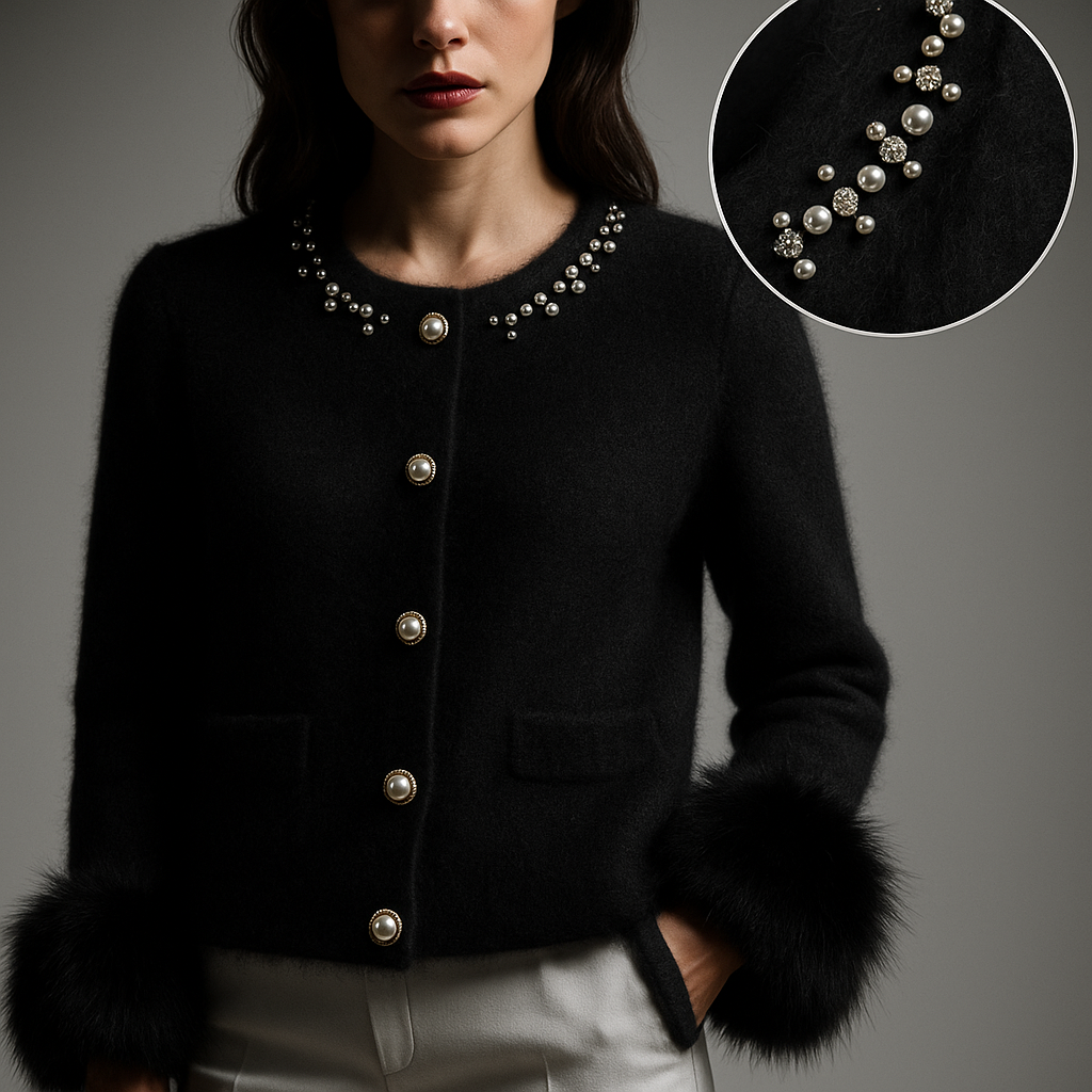 ANELISE | Cashmere Cardigan – Elegantes Design mit Akoya-Perlen