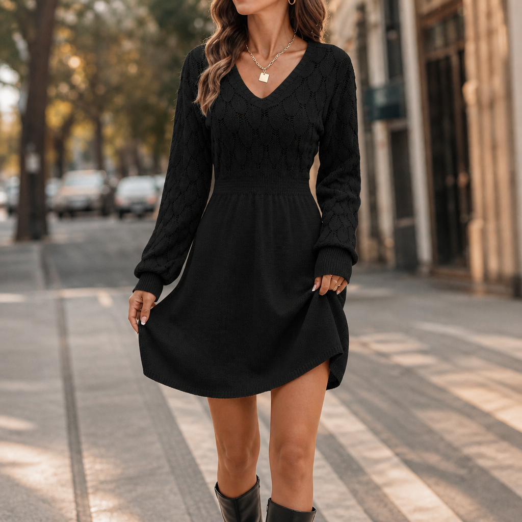 Wearlyn | Strick-A-Line Kleid – Bequem Gestreckt für Jeden Tag