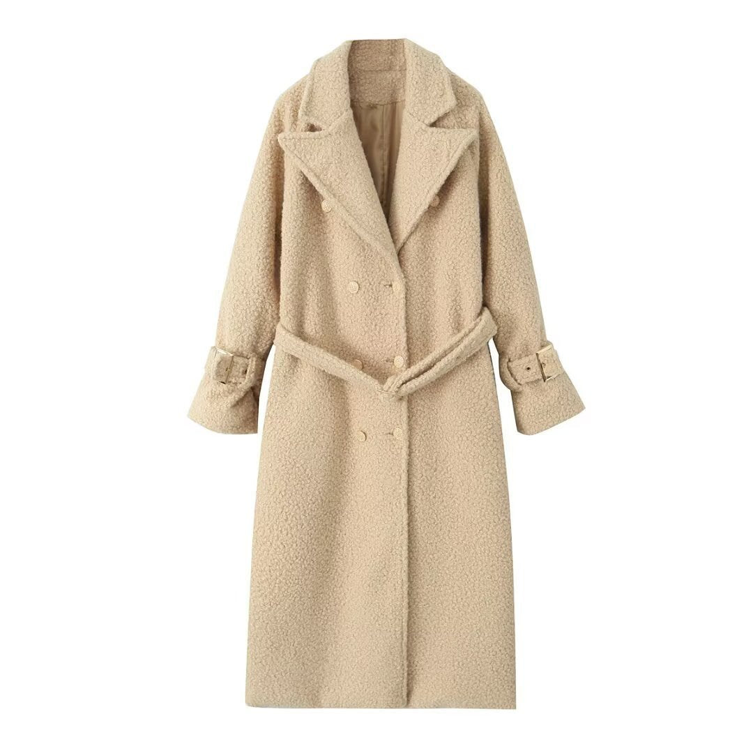 Drune | Langer Teddy-Mantel – Kuscheliger Trench-Stil für Damen