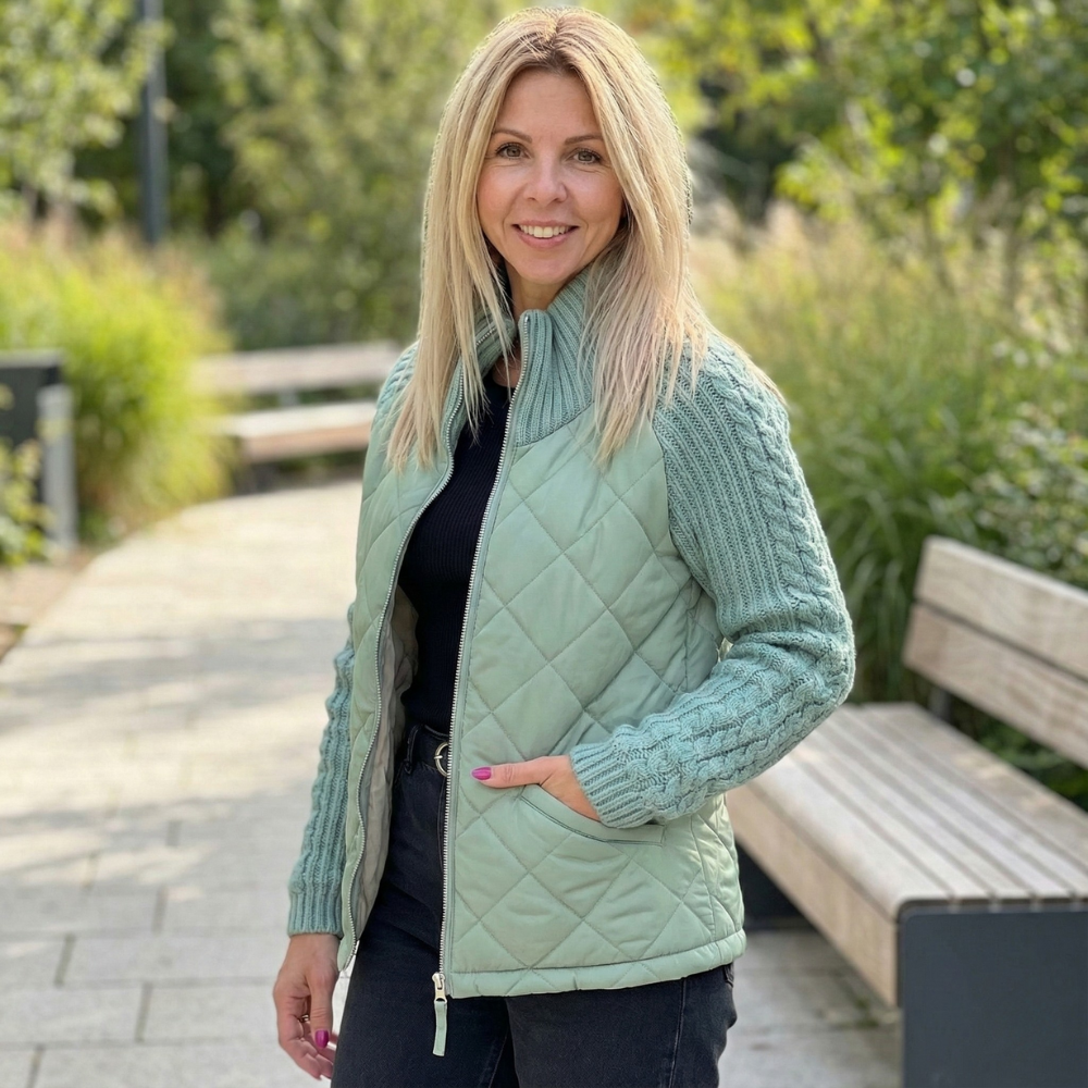 Quilora | Puffer Jacket – Knitted Patchwork voor Vrouwen