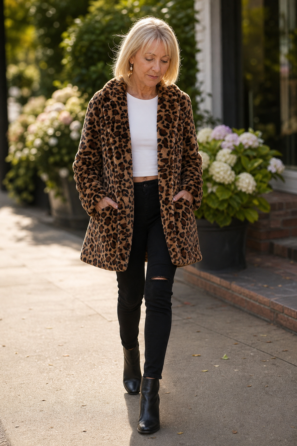Leora | Leopard Print Faux Fur Coat – Luxuriöse Winterjacke für Frauen