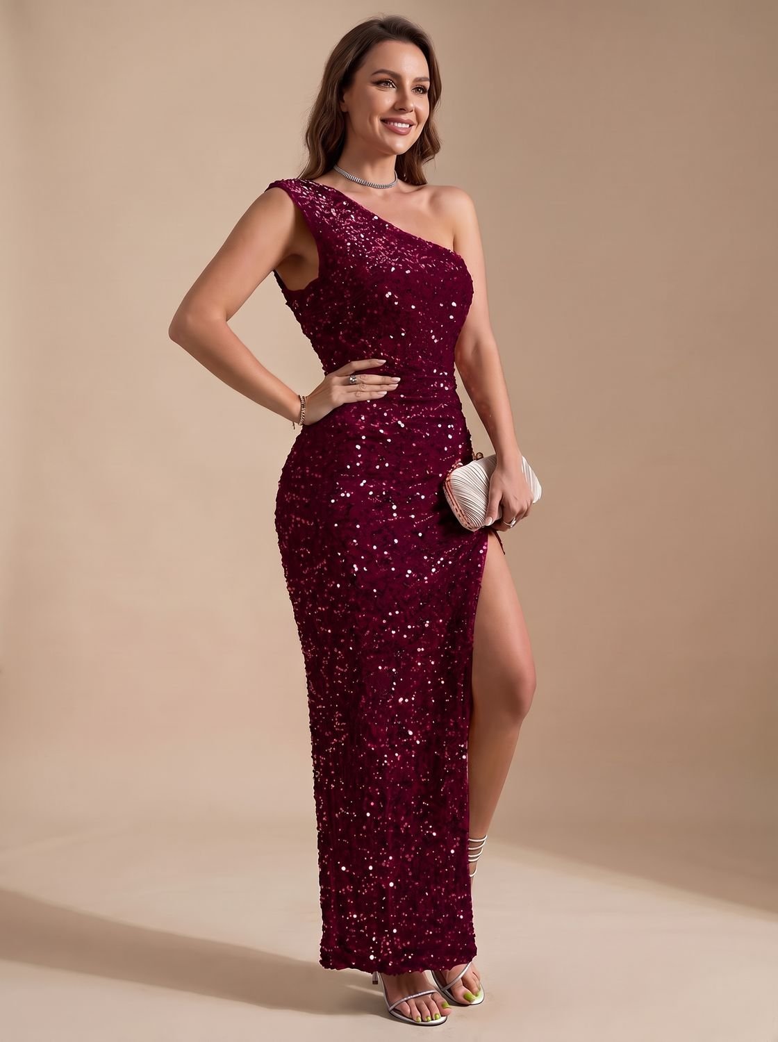 Harper | Maxi Kleid – Glitzerndes One-Shoulder Design für Frauen