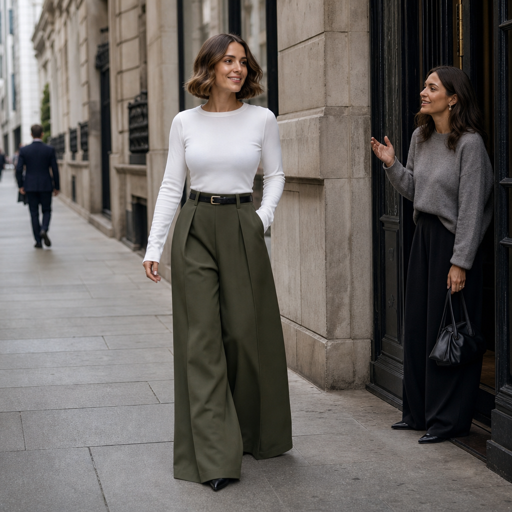 Elonga | Hochtaillierte, Weite Hose – Eleganter Stil für Frauen