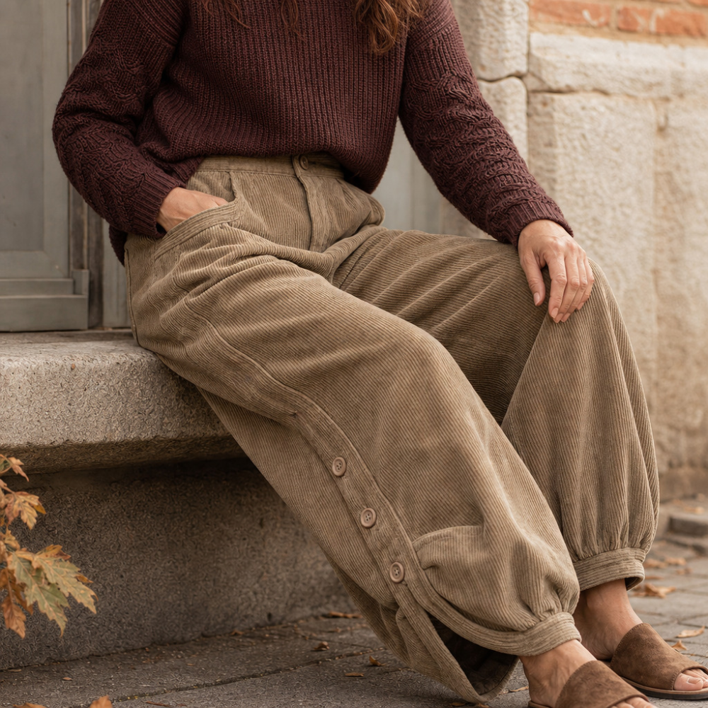 Cozelle | Corduroy Pants – Bequeme Barrel-Leg Style für Frauen