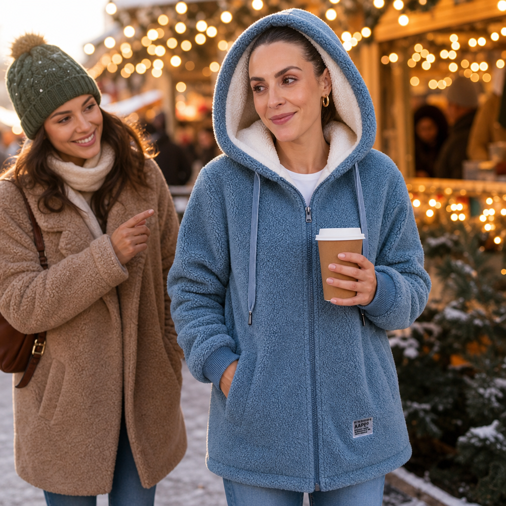 Veloura | Hooded Faux-Shearling Jacket – Bequeme warme Jacke für Damen