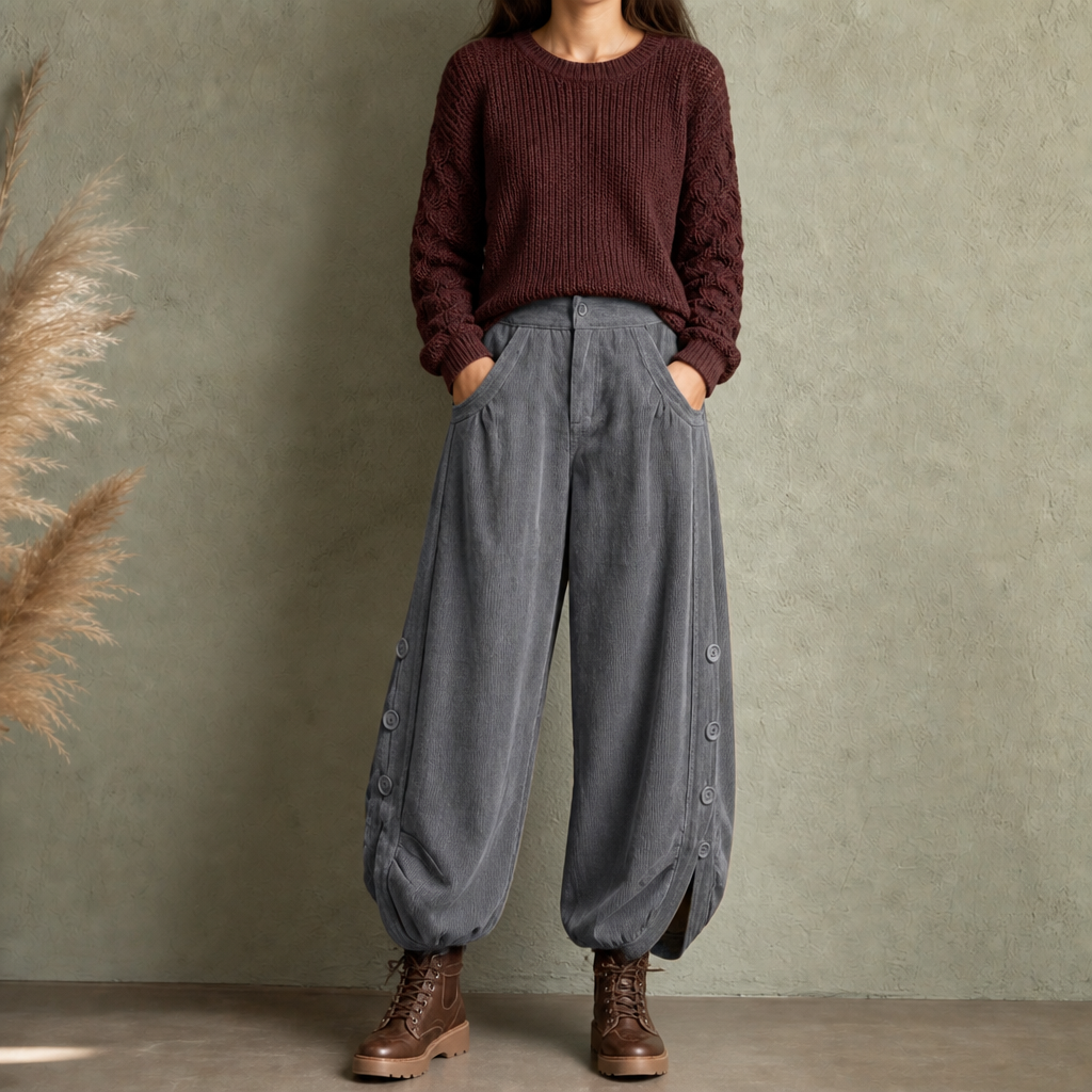 Cozelle | Corduroy Pants – Bequeme Barrel-Leg Style für Frauen