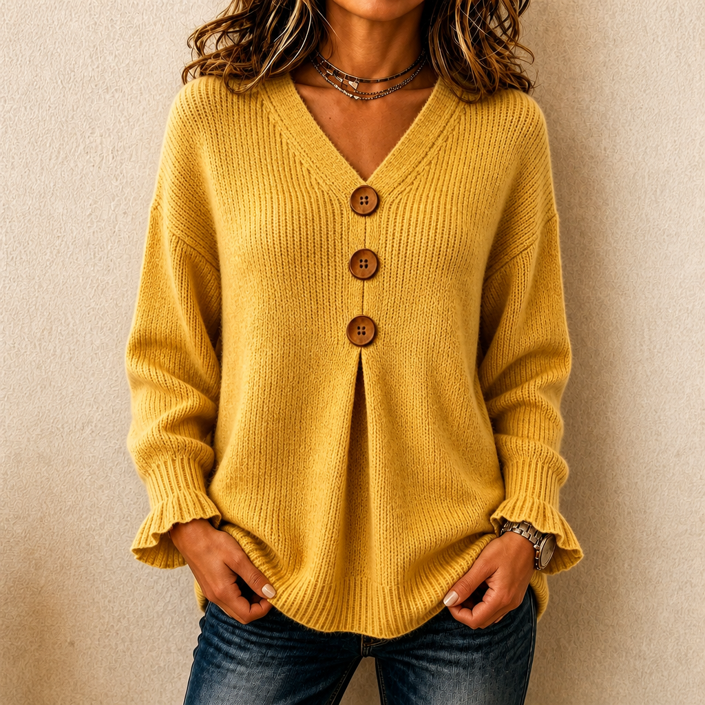 Vessa | V-hals Gebreide Trui met Relaxed Fit