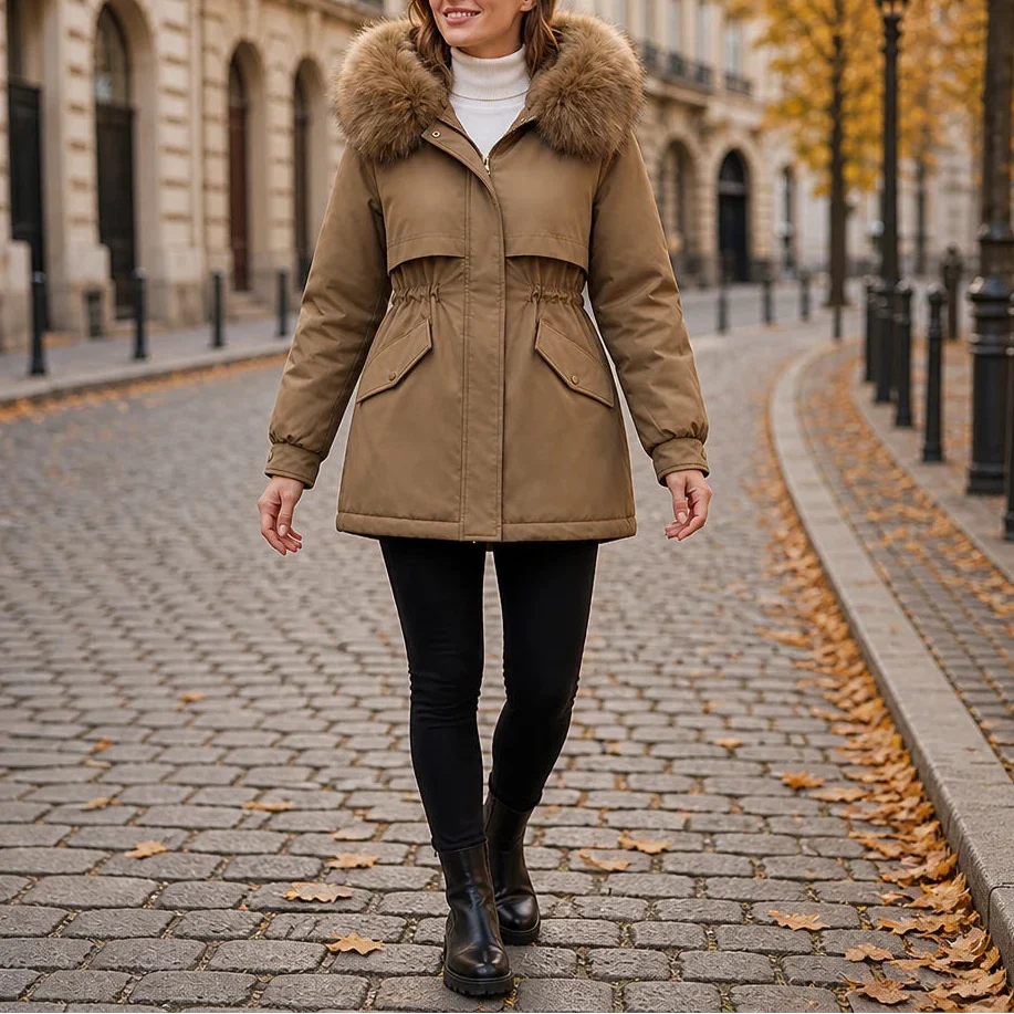 Velora | Plush-Lined Mid-Length Parka – Bietet warmen Tragekomfort für Frauen