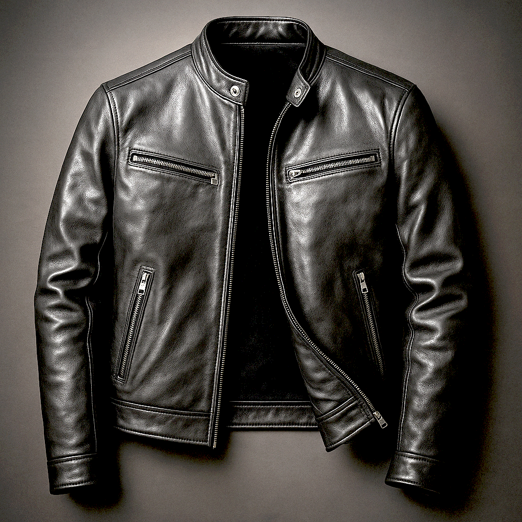 Casper | Lederjacke mit hohem Kragen – Strukturiertes Design für Männer