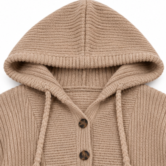 Wovella | Ribbed Knit Hoodie Sweater – Warm en Casual