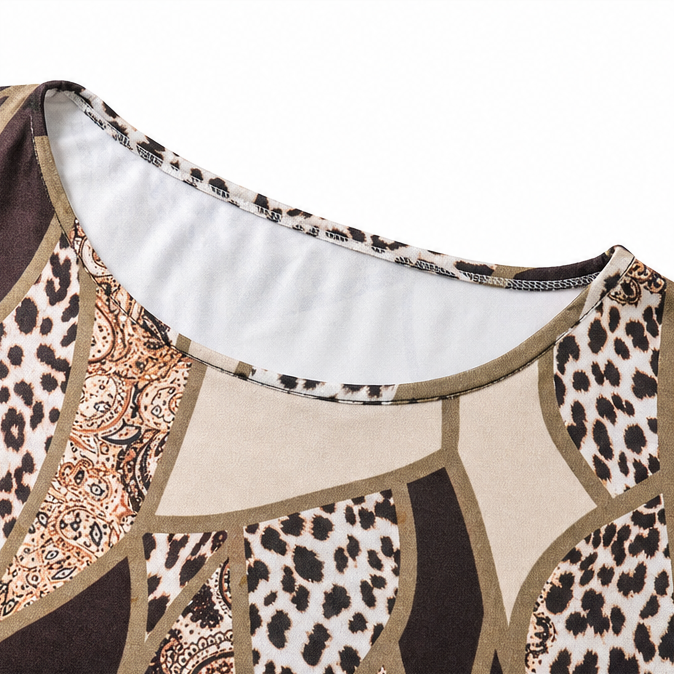 Velora | Asymmetrisches Hemd – Leoprint und Paisleymuster für Frauen
