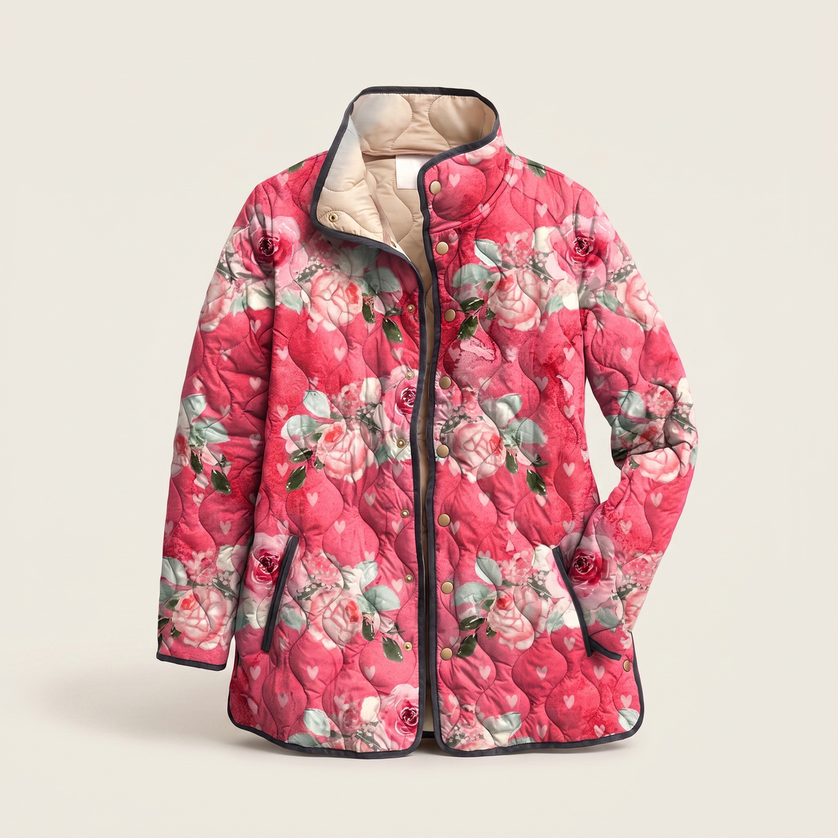 Mira | Quilted Jacket – Elegant Floral Print für Frauen