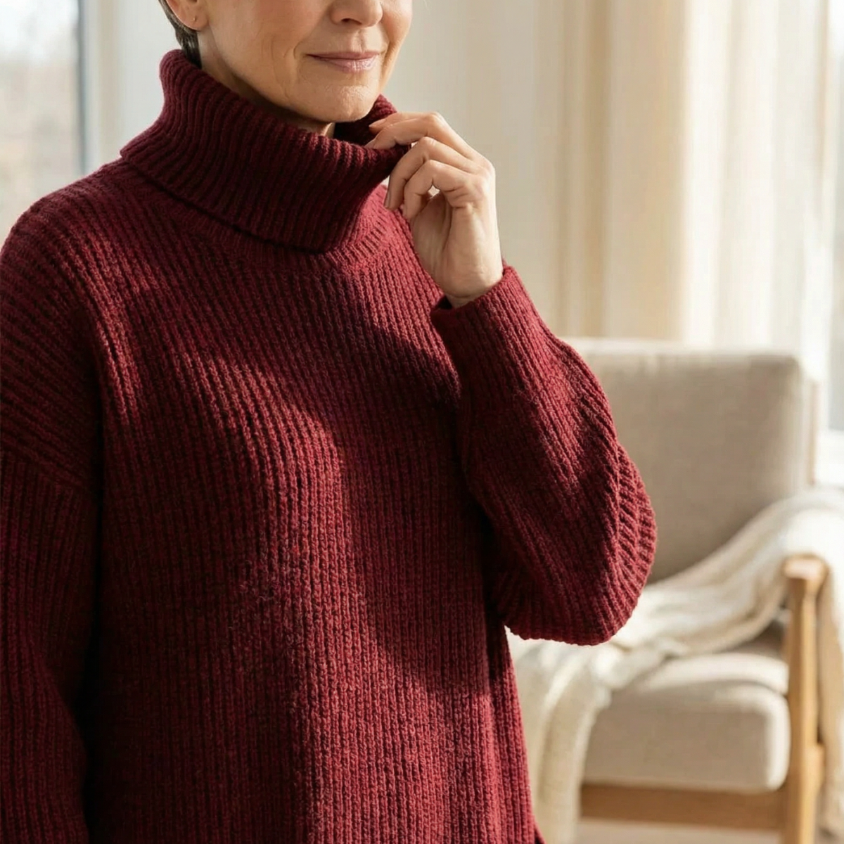 Velara | Turtleneck Kleid – Relaxed A-Line mit Taschen für Frauen