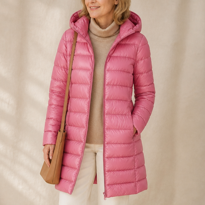 Veluna | Long Puffer Coat – Lichtgewicht Warmte voor Vrouwen