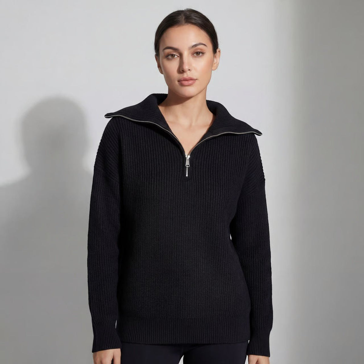 Ophira | Chunky Knit Sweater mit Halber Zip-Kragen