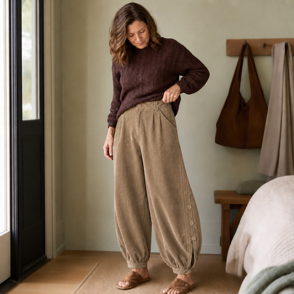 Cozelle | Corduroy Pants – Bequeme Barrel-Leg Style für Frauen