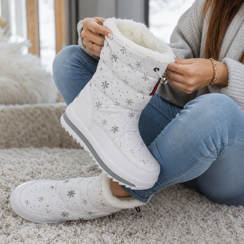 Frostelle | Winter Boots mit Schneekristall-Print