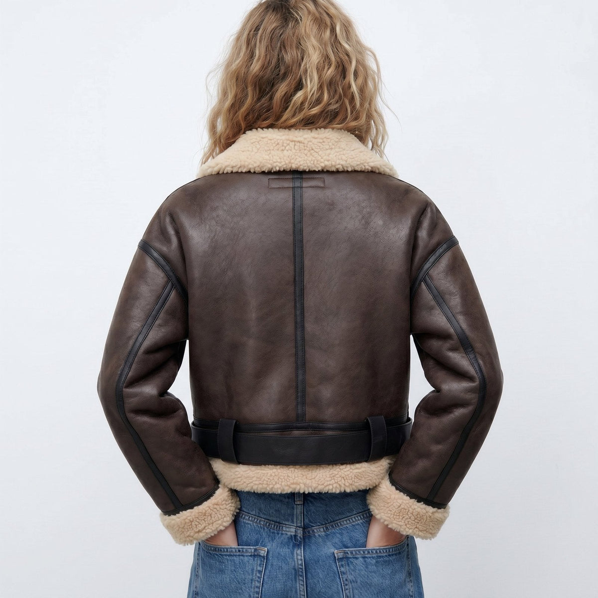 Elfriede | Bomber Jacke – Luxus Doppelseitiges Lammfell für Damen