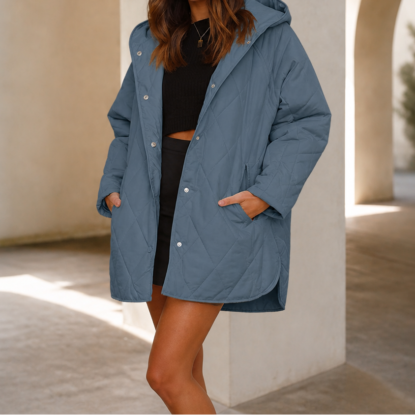 Wearbella | Diamond Quilted Hooded Puffer Jacket – Warm en Tijdloos