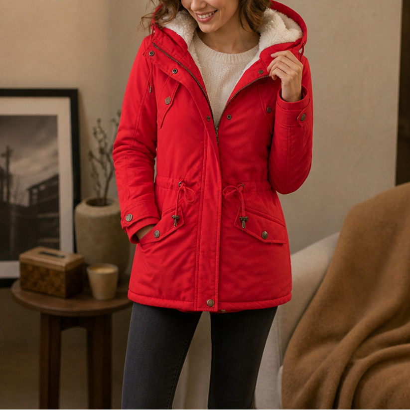 Warmbella | Padded Parka – Fleece-Lined with Defined Waist