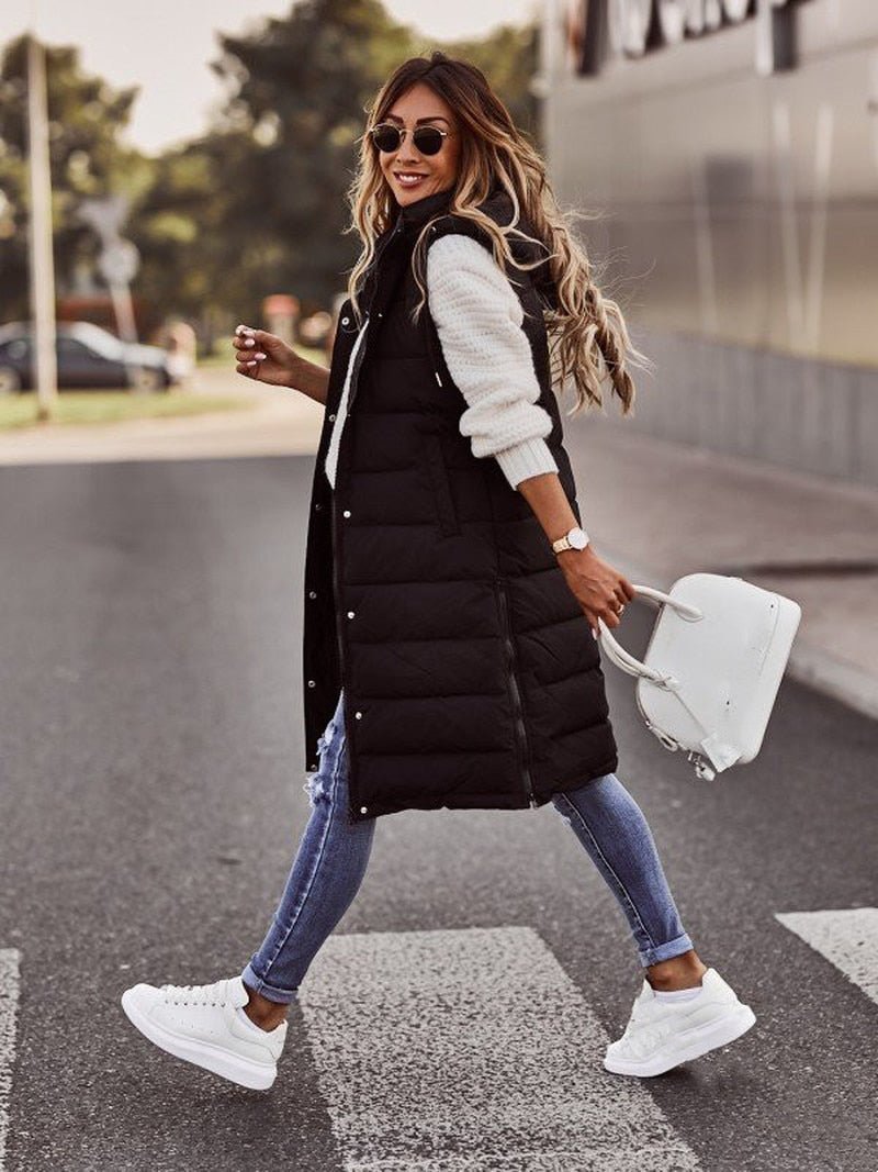 Zara | Knee-Length Quilted Winter Jacket – Stylish Comfort for Women