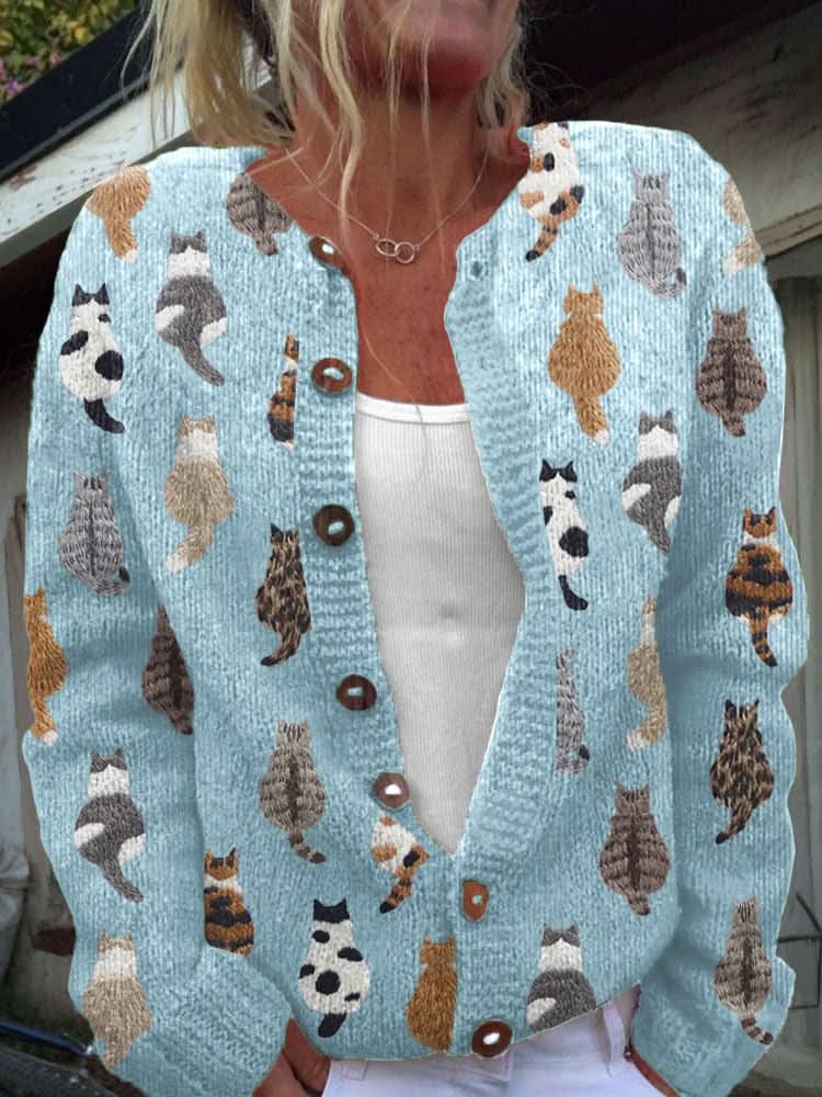 Harper | Strickjacke – Verspielt mit Katzenmotiven