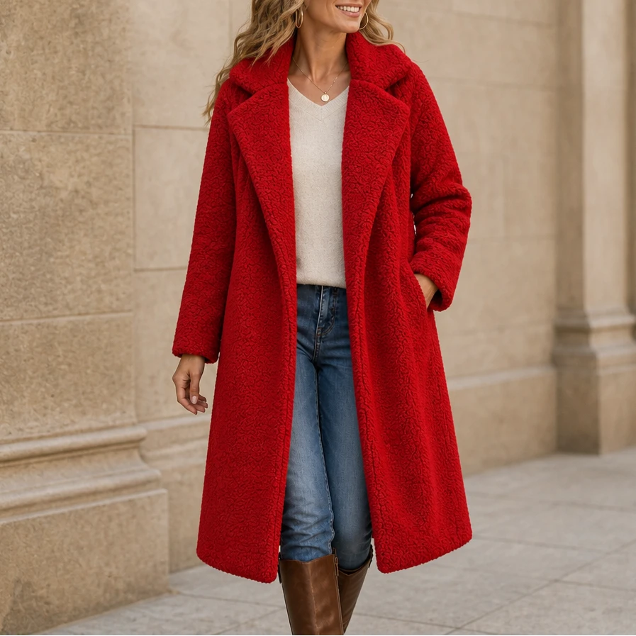 Veloura | Teddy Mantel – Langer und Kuscheliger Style für Damen