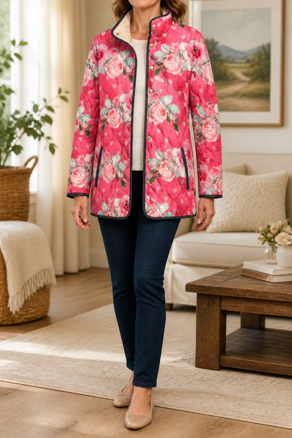Wearbella | Floral Print Quilted Puffer Jacket – Elegant Comfort