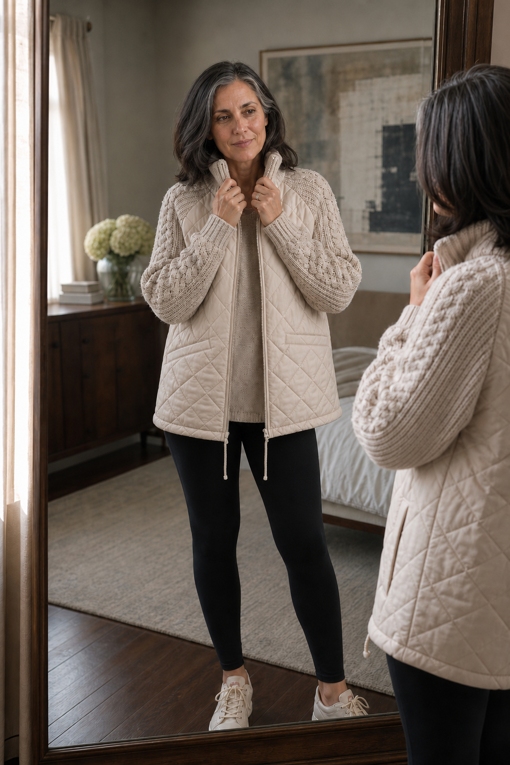 Knitpuff | Quilt Puffer Jacket met Gebreide Panelen
