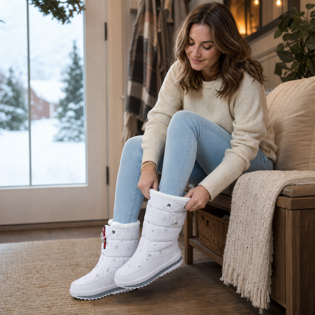 Frostelle | Winter Boots mit Schneekristall-Print