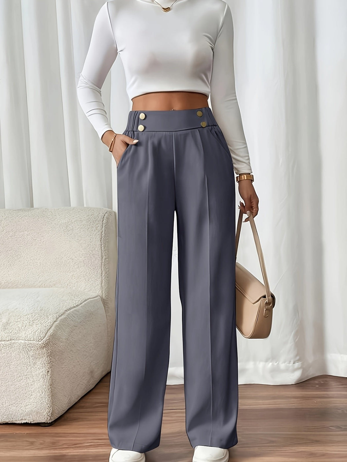 Stella | Hochtaillierte Weite Hosen – Bequeme und Stilvolle Kombination für Damen