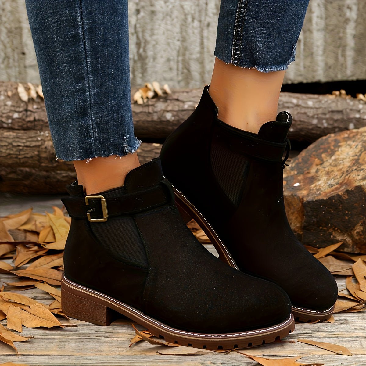 Nerida | Chelsea-Stiefeletten – Blockabsatz mit Schnallenriemen für Damen