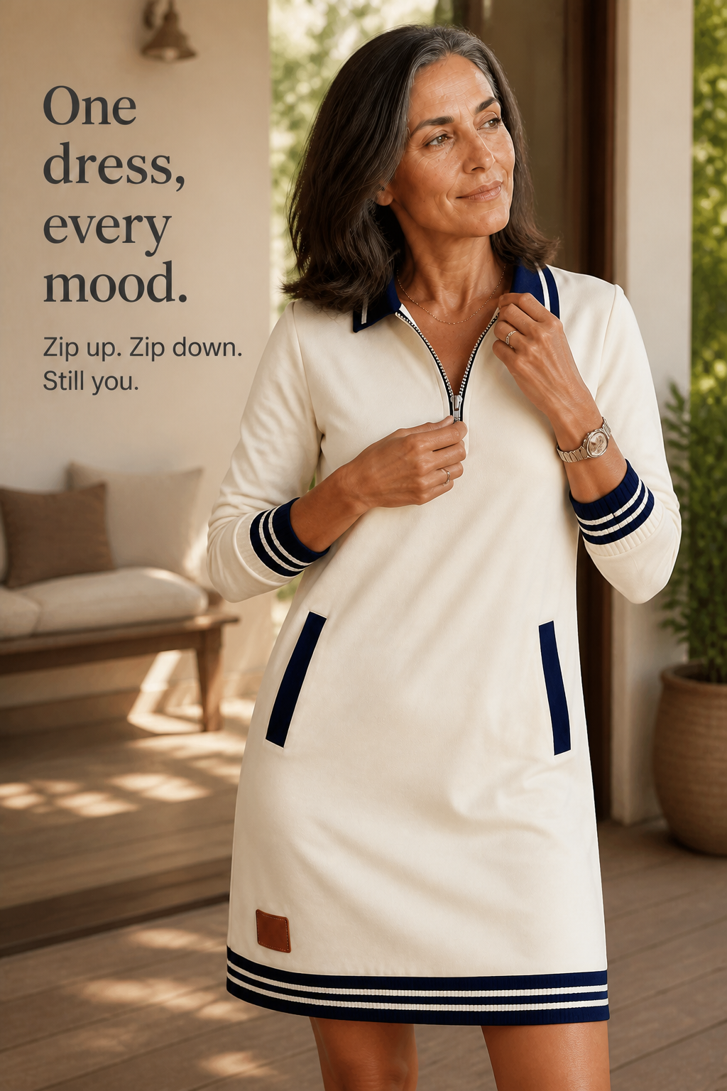 Colvera | Quarter-Zip Sweatshirt Kleid – Lässiger Stil für Frauen