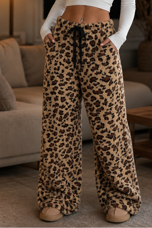 Plaidly | Plüsch Karierte Weite Beinform Lounge-Hosen für Damen