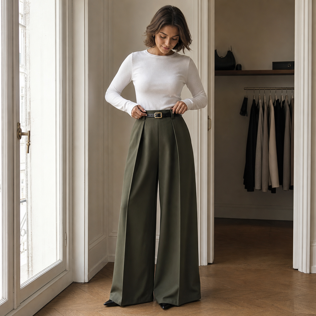 Elonga | Hochtaillierte, Weite Hose – Eleganter Stil für Frauen