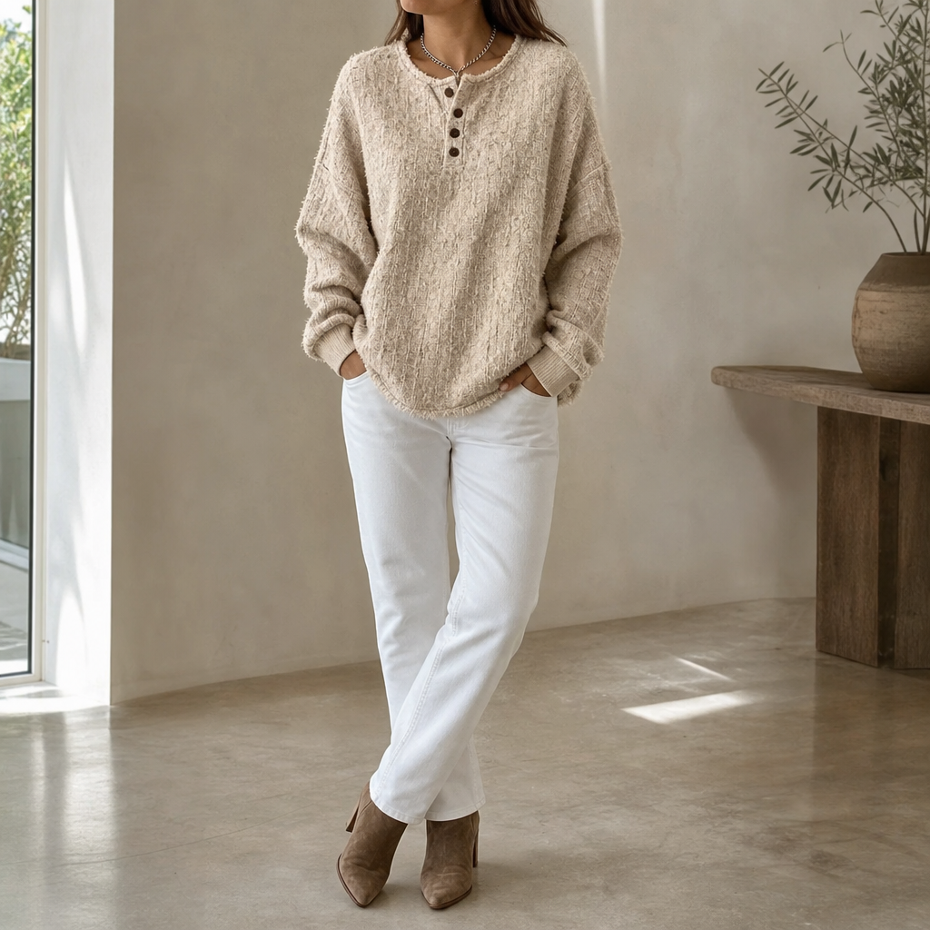 Marlwick | Chunky Knit Henley Sweater voor Dames
