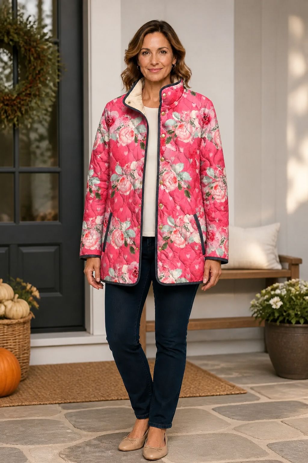 Wearbella | Floral Print Quilted Puffer Jacket – Elegant Comfort