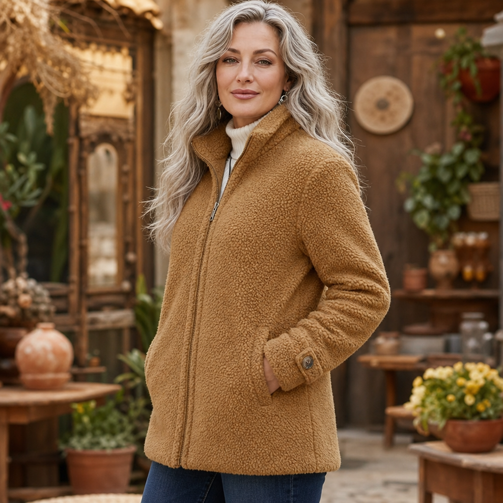 Velmora | Zip-Up Jacket – Plush Fleece-Look with High Collar
