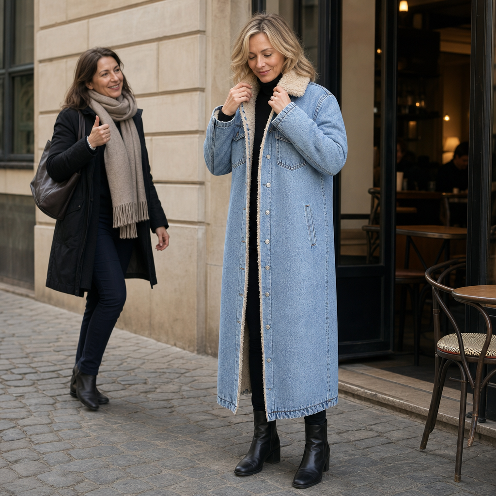 Denora | Denim Coat – Mit Warmem Teddy-Fleece-Futter