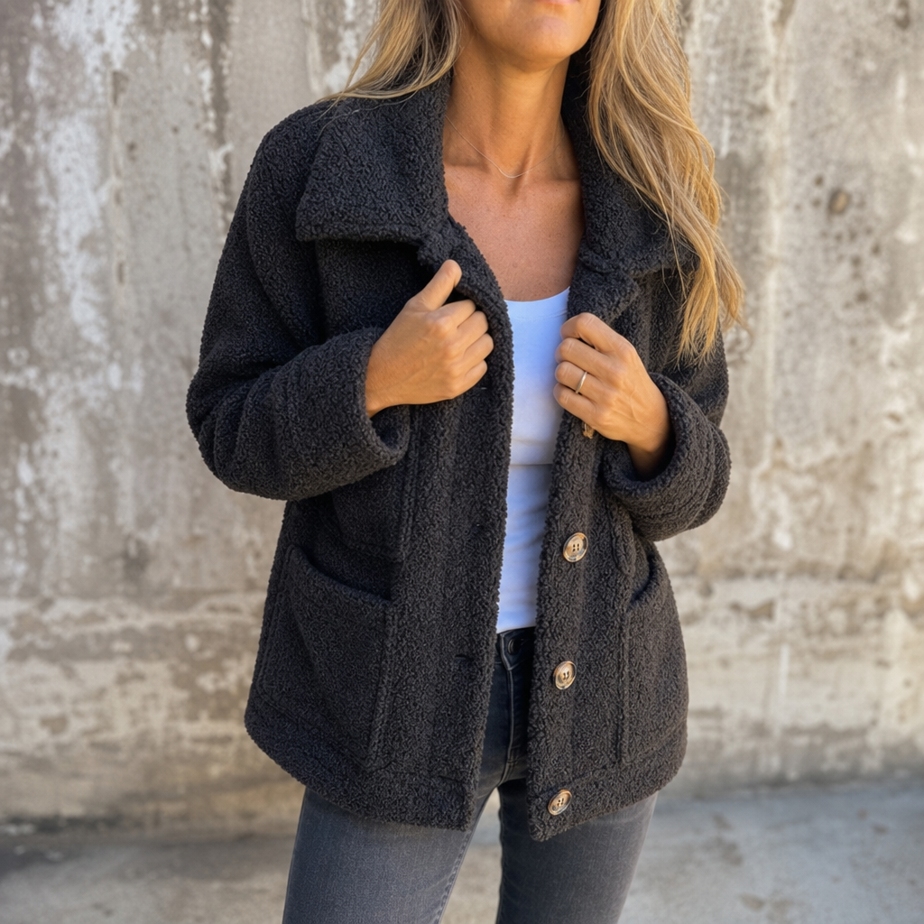 Ariane | Curly Faux-Fur Jacket – Bequeme Knopf-Front-Style für Damen