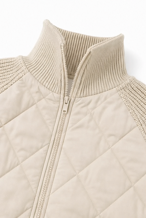 Knitpuff | Quilt Puffer Jacket met Gebreide Panelen