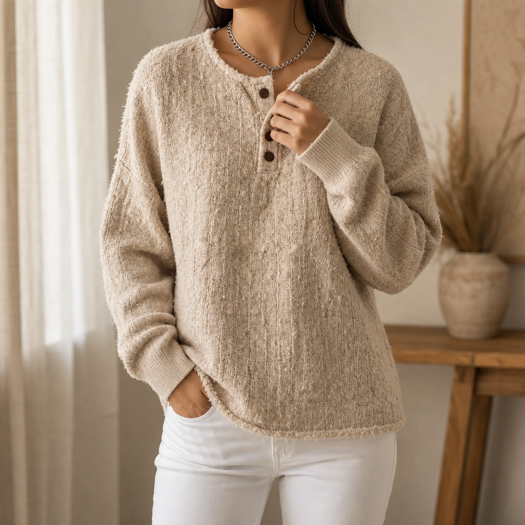 Marlwick | Chunky Knit Henley Sweater voor Dames