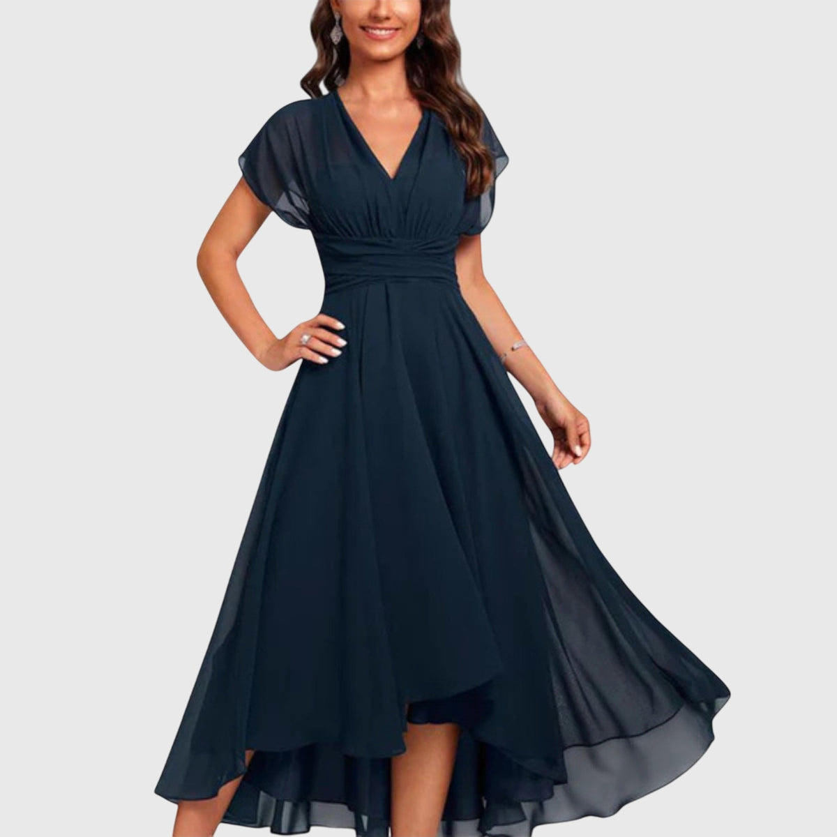 Delia | Elegantes Wickelkleid für Damen – V-Ausschnitt, Midi-Länge & Perfekt für Festliche Anlässe 0