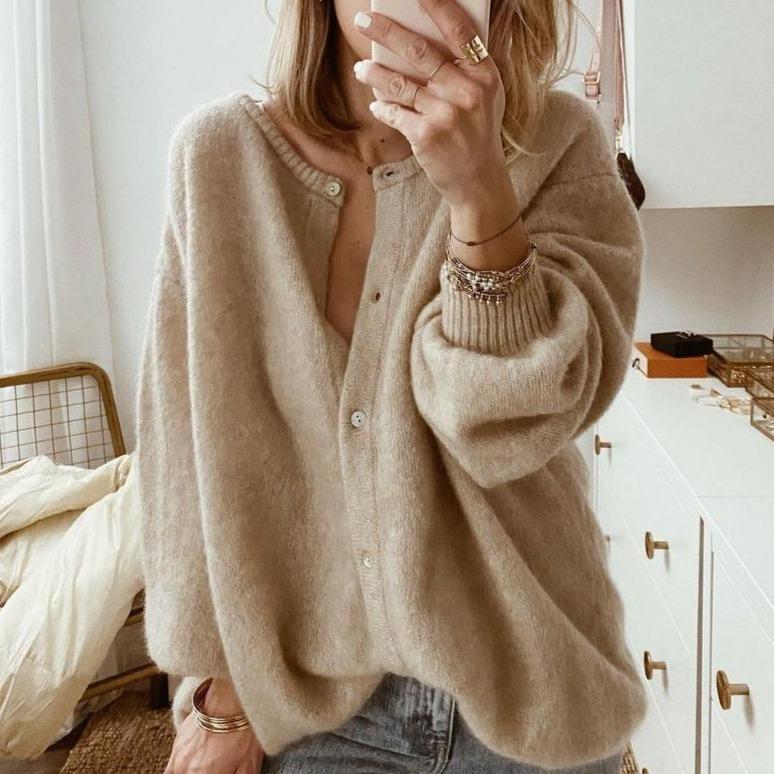 Drune | Weste Knopfleiste Beige Strickweste Strickwaren für Damen 0