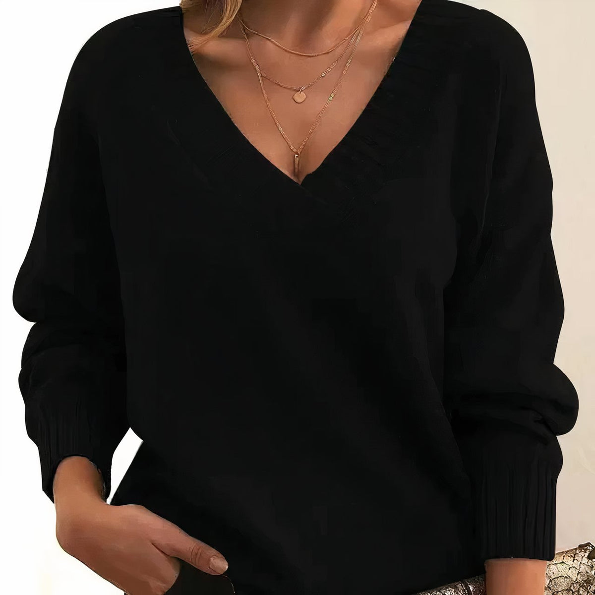 Grace | Damen-Strickpullover aus Kaschmirmischung mit V-Ausschnitt und langen Ärmeln 1