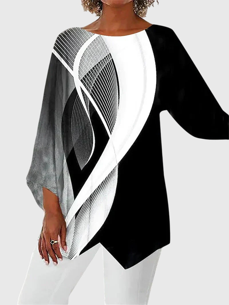 Lyanna | Elegantes Damenoberteil mit Schmetterlingsdruck – Schicke, Asymmetrische Oberteile Damen 3