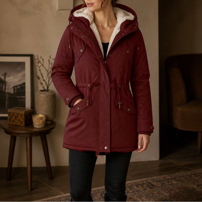 Warmbella | Padded Parka – Fleece-Lined with Defined Waist