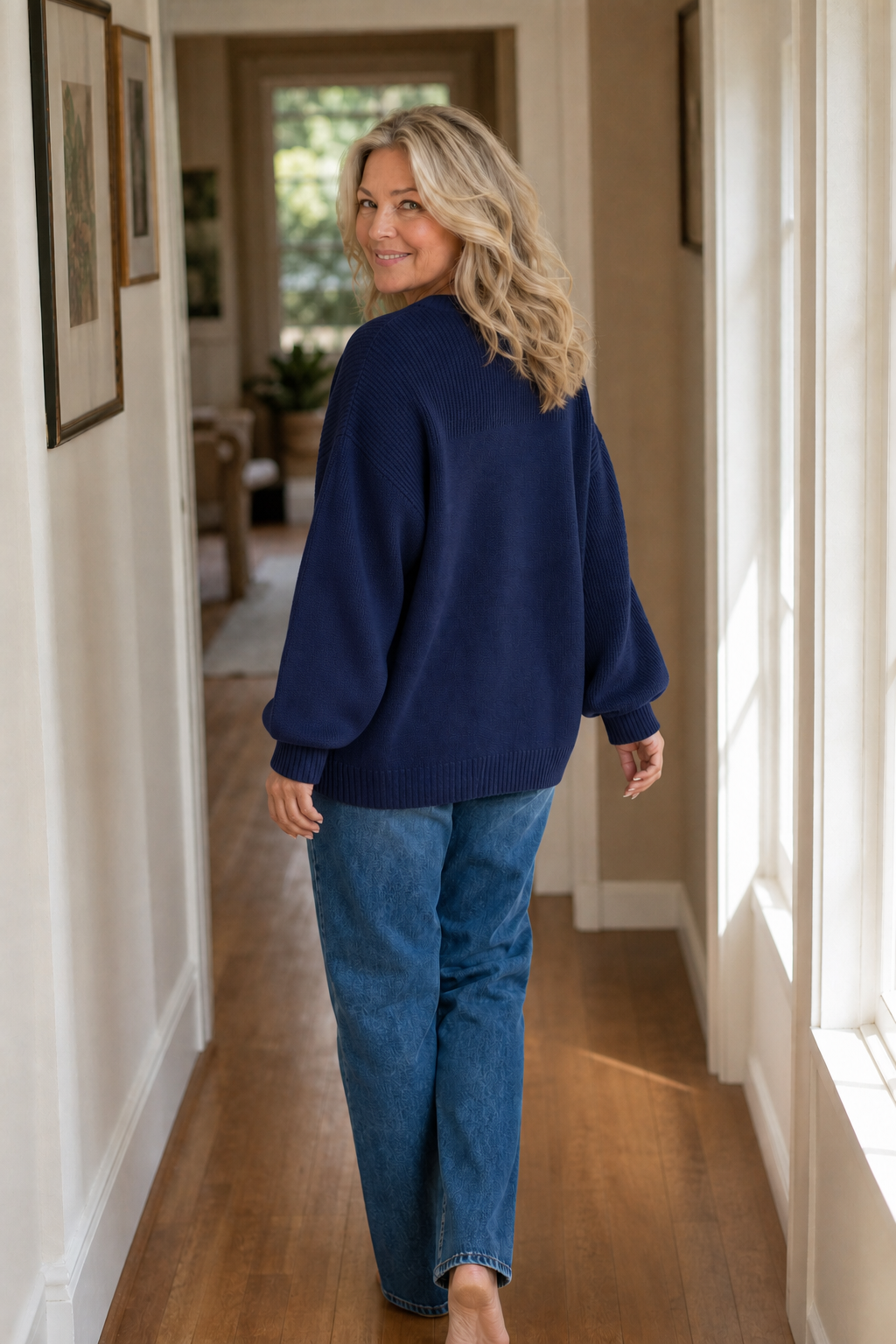 Cozelin | Oversized Knit Sweater in Navy Blue
