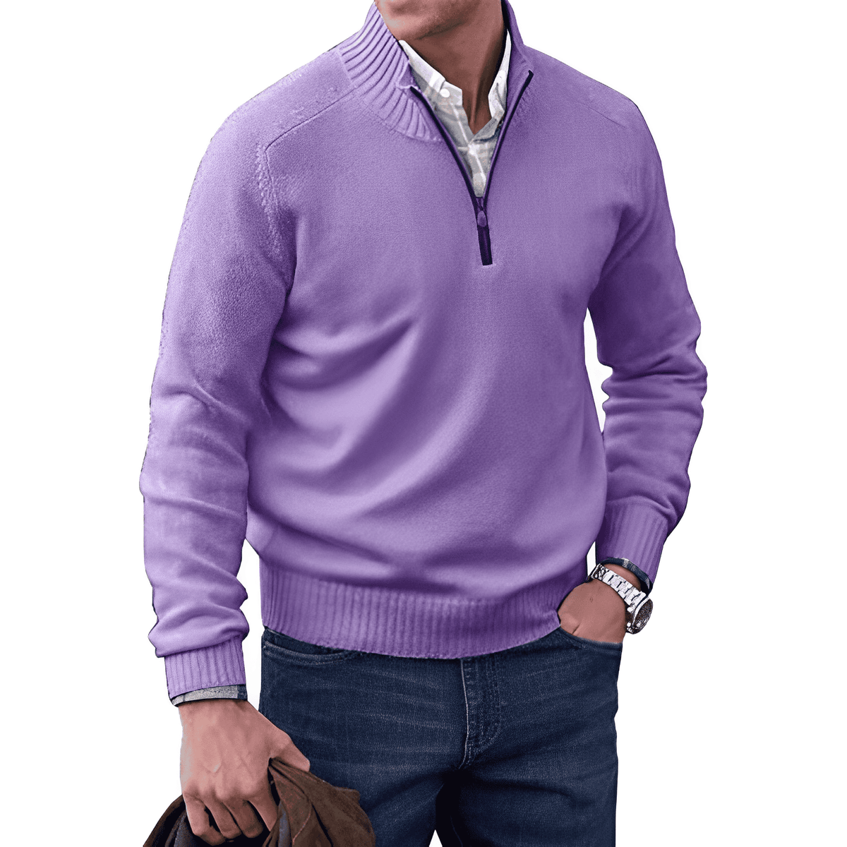 David | Cashmere Sweater – Eleganter Zip-Up Stil für Herren