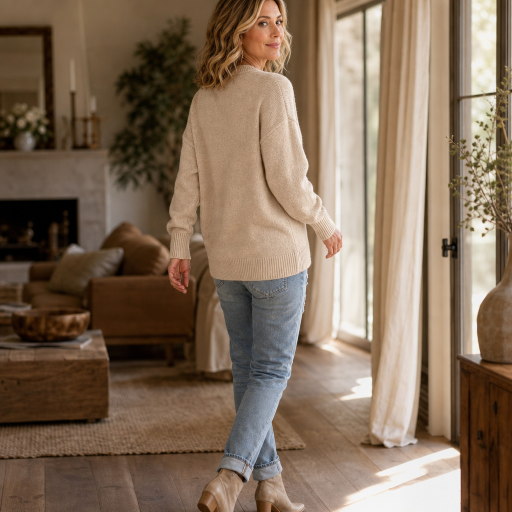 Braidenne | Knit Sweater met Gevlochten Koord en Knopen